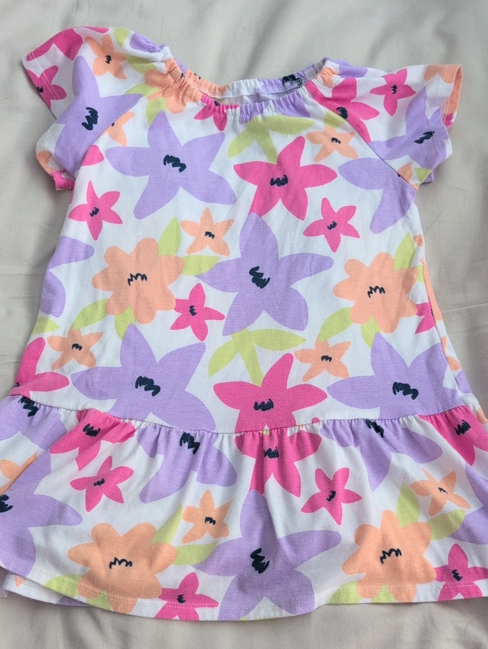 okie dokie Floral Ruffle-Hem Dress - Pink, Purple & Peach